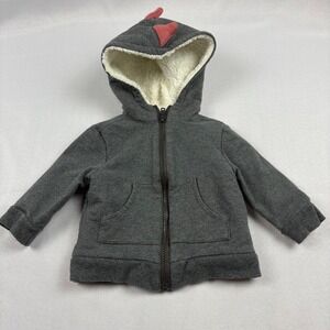 Tommy Bahama Baby Toddler 12M Gray Dino Dinosaur Hoodie Jacket Fleece Jurassic